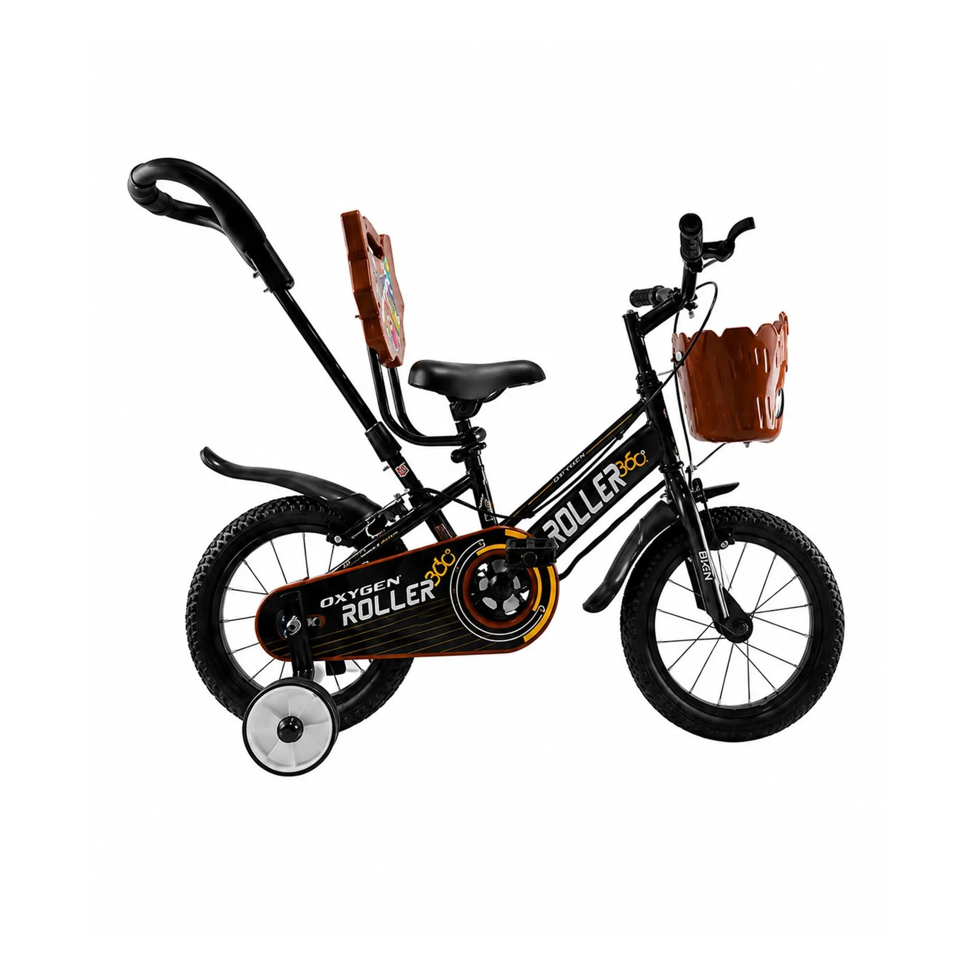 Oxygen Roller 12T Kids Tubeless Tyres & Adjustable Seat Bicycle in Durable Steel Frame & Caliper Brakes for Smooth & Safe Riding (Black)