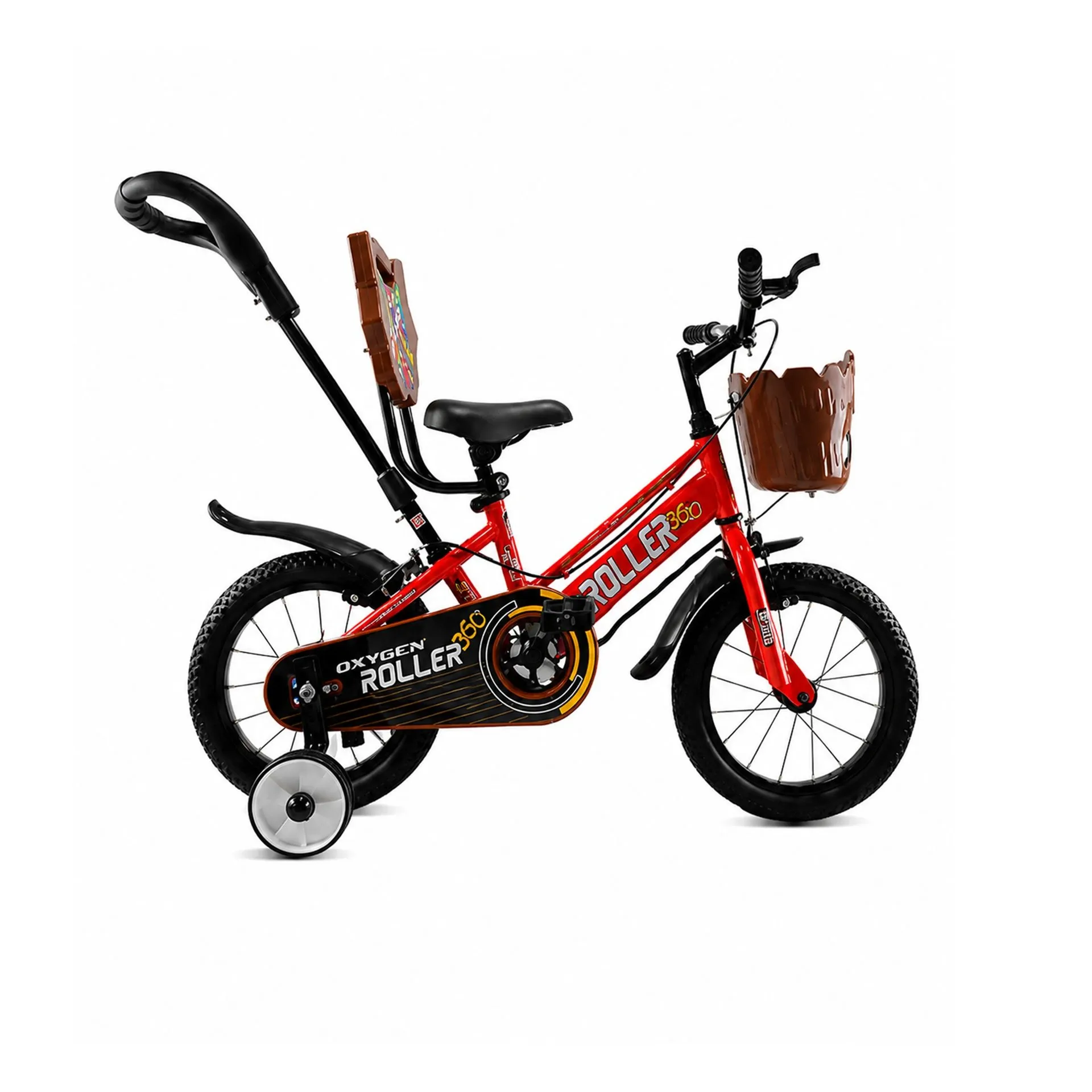 Oxygen Roller 12T Kids Tubeless Tyres & Adjustable Seat Bicycle in Durable Steel Frame & Caliper Brakes for Smooth & Safe Riding (Red)
