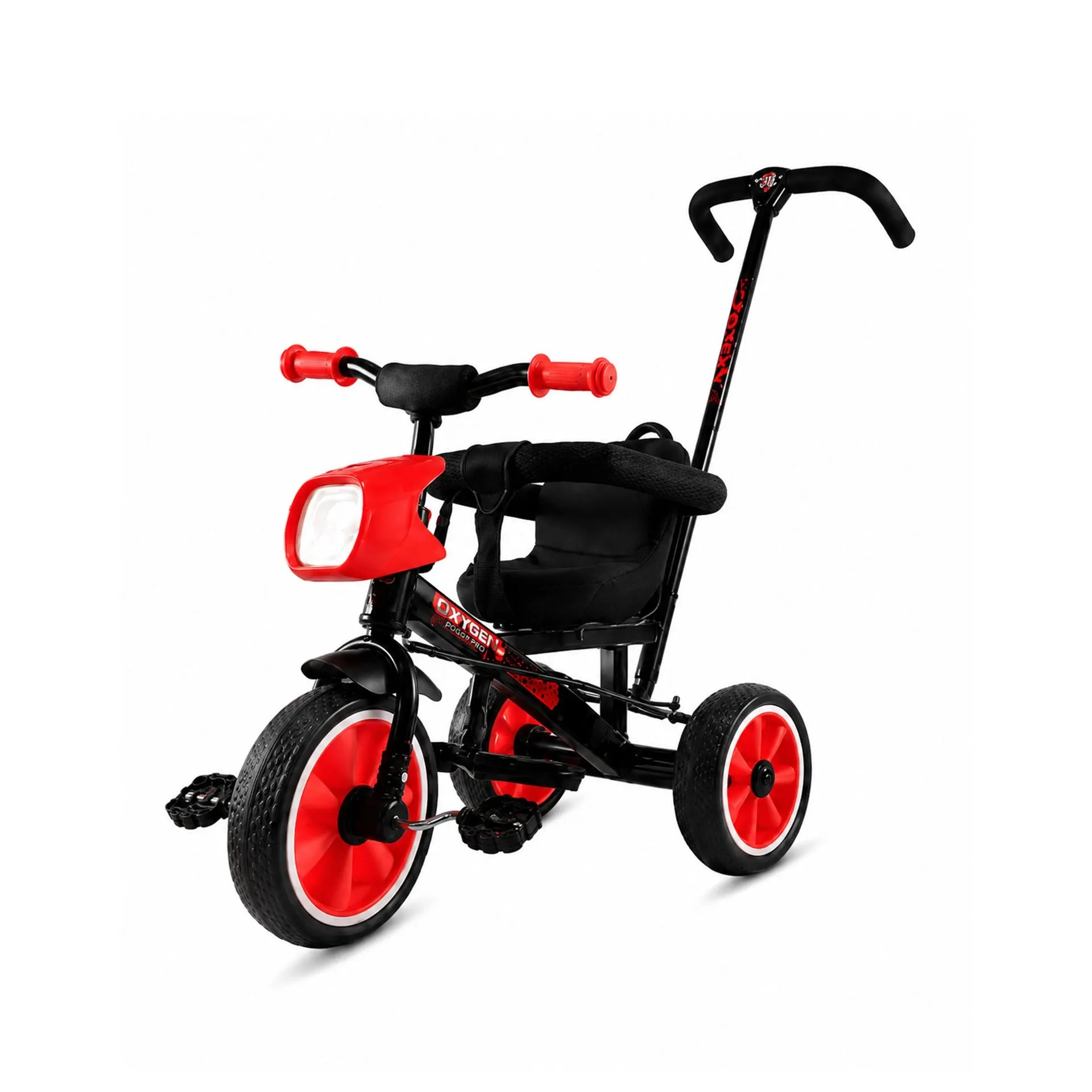 Big Wings Poggy Pro Strong & Stable Build Tricycle for Toddlers & Beginners with Parental Control Handle & Safety Armrest (Red-Black)