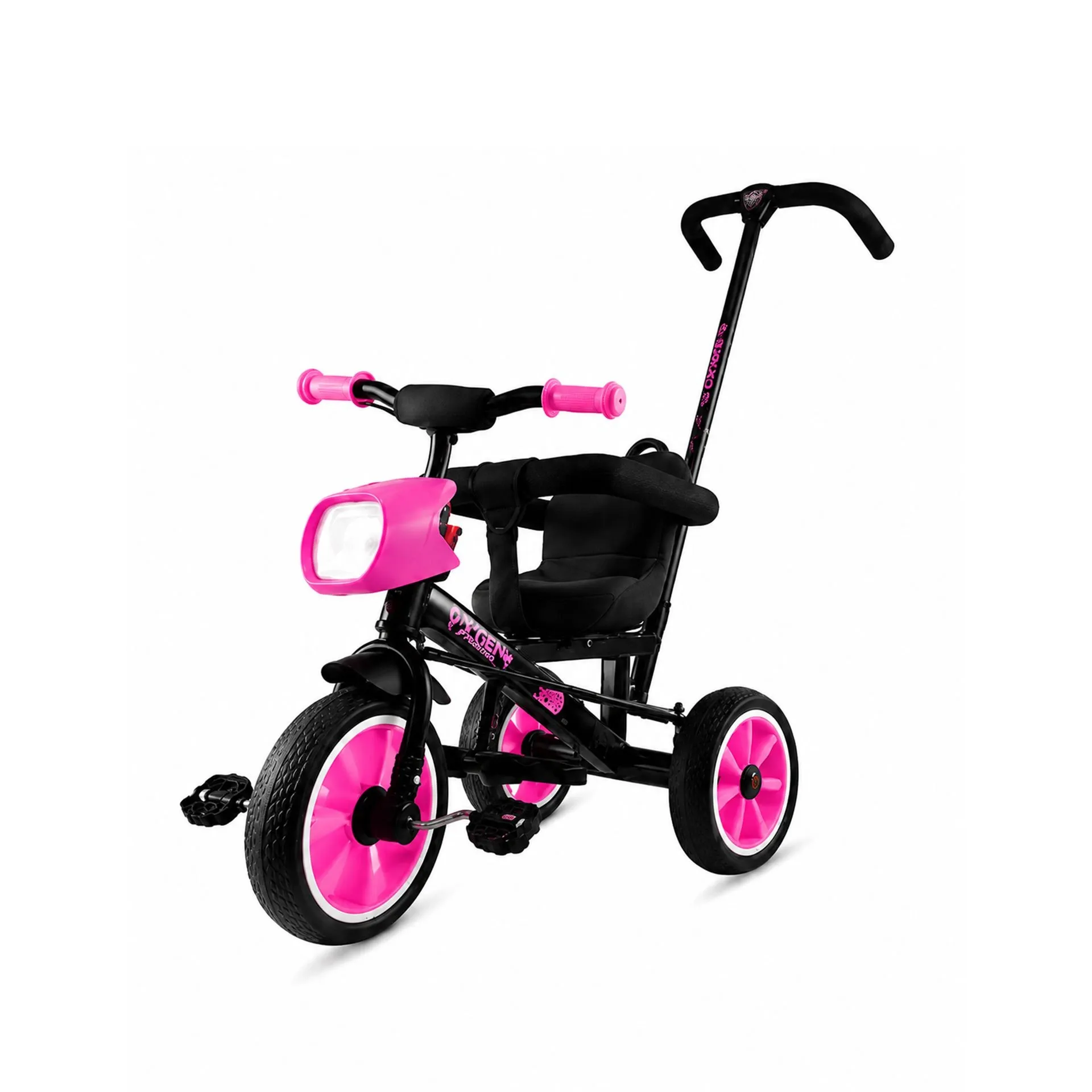 Big Wings Poggy Pro Strong & Stable Build Tricycle for Toddlers & Beginners with Parental Control Handle & Safety Armrest (Pink-Black)