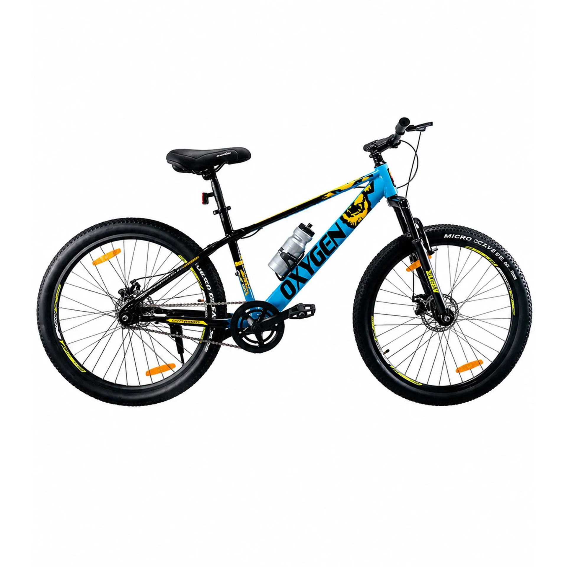 Oxygen Chrysler Suspension Fork Steel Frame MTB Adult Bicycle 26 Inch with Disc Brake Bike & Alloy Rims (Blue-Black)