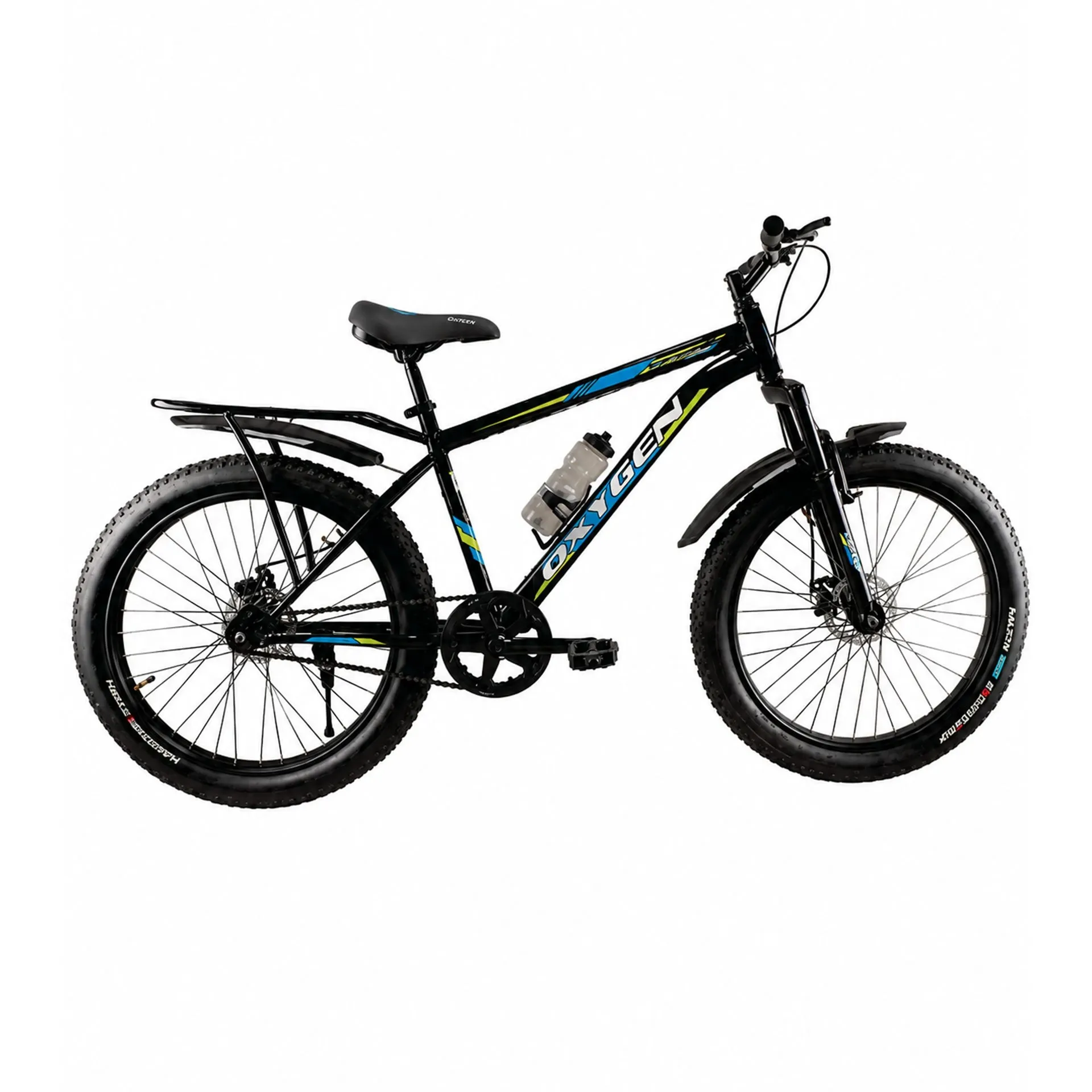Oxygen Burgman Suspension Fork Low Height Steel Frame Adult Bicycle 26T Single Speed with Mechanical Disc Brakes & Alloy Rims (Black-Green)
